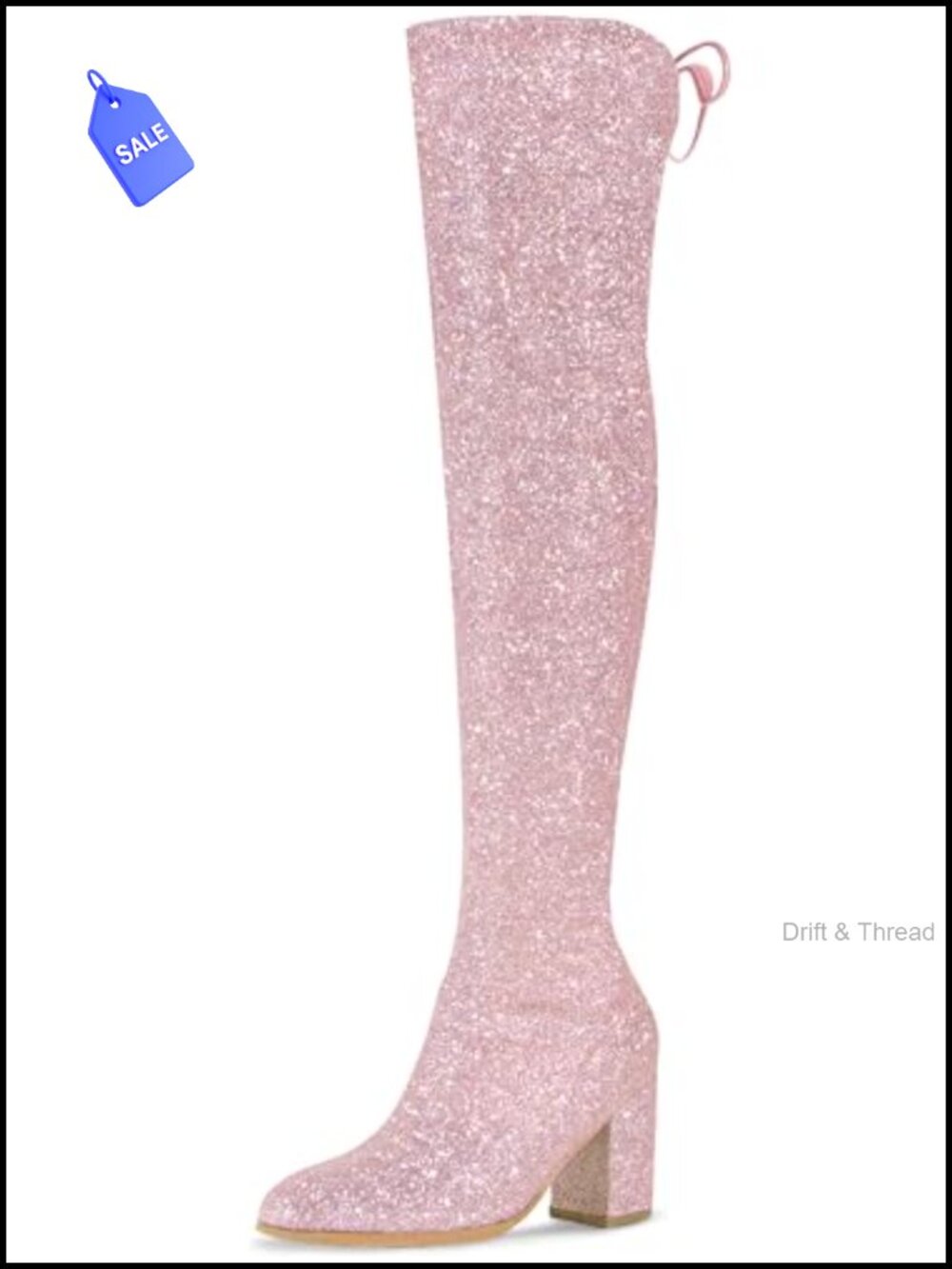 Faux Suede Over the Knee High Boots Chunky Heel Lace Up Round Toe